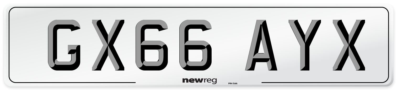 GX66 AYX Number Plate from New Reg